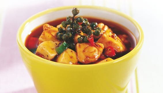 麻婆三文魚豆腐